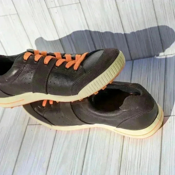 ECCO Men's Golf Shoes Size 42 Brown Leather Hydromax Excellent Condition - Picture 5 of 12